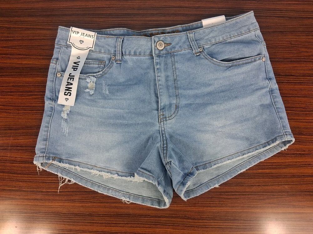 Vip Jeans Shorts Distressed Fashion Size 13/14 Light Blue Stretch